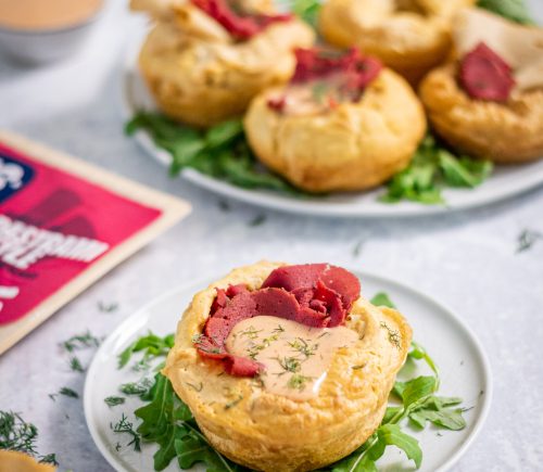 Squeaky Bean Stuffed Mini Yorkshire Puddings