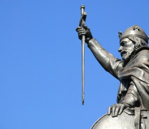 A statue of King Alfred the Great, Anglo-Saxon King