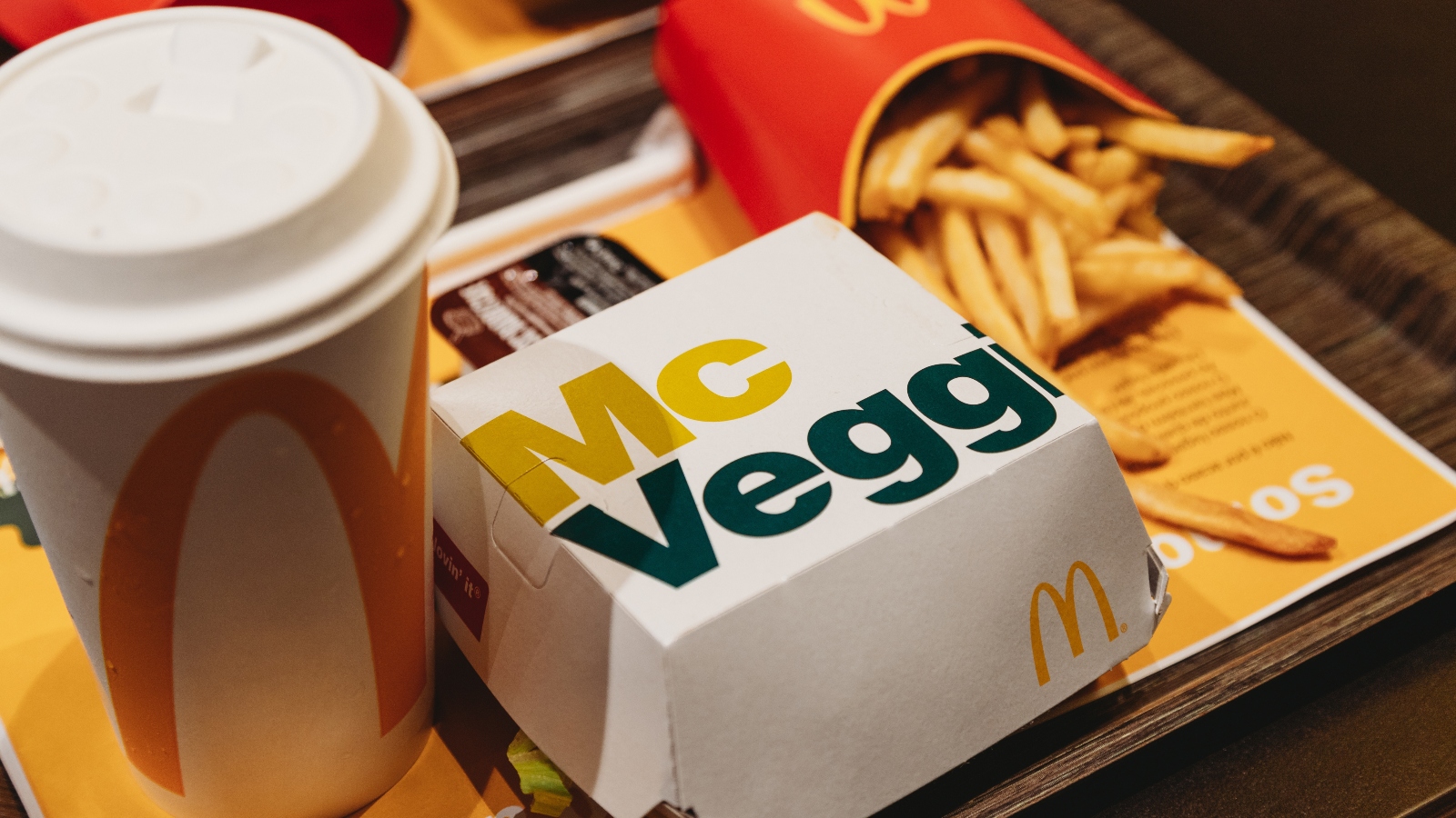 McDonald's veggie option on a tray