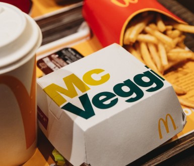 McDonald's veggie option on a tray