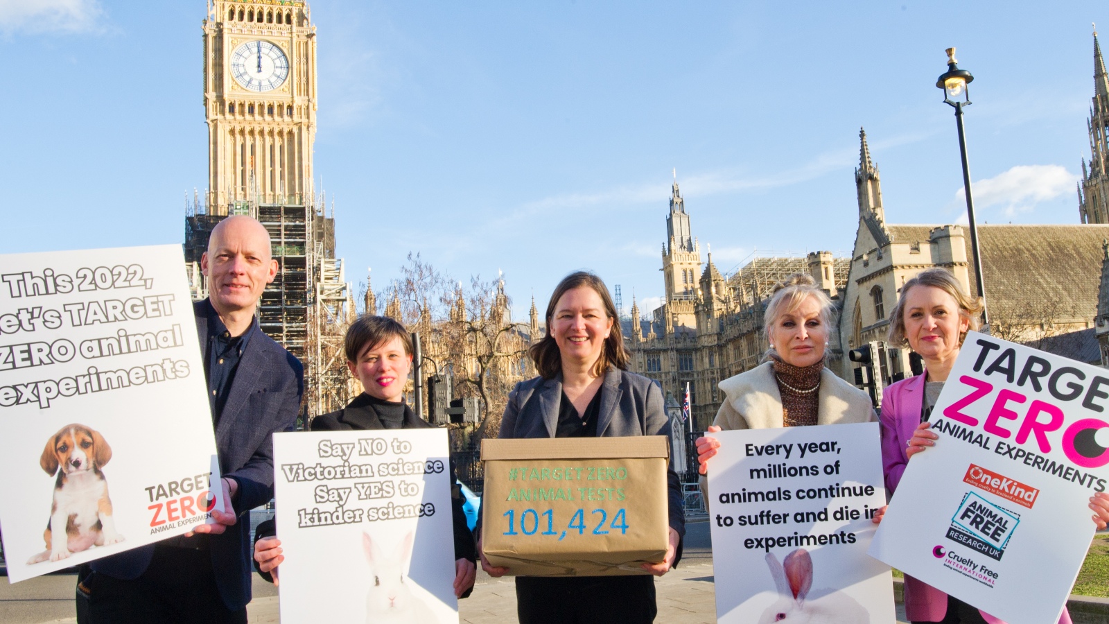 Carol Royle marches on Downing Street to campaign against animal testing