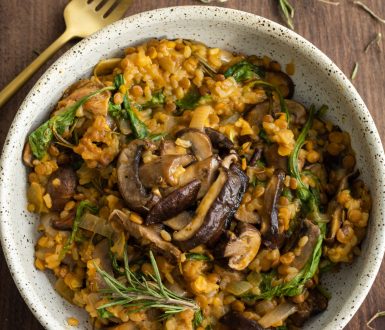 VEGAN HIGH PROTEIN MUSHROOM LENTIL RISOTTO