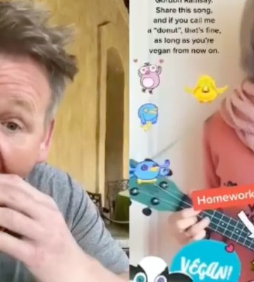 Gordon Ramsay responds to viral TikTok posted by That Vegan Teacher by eating a burger and calling her a 'vegan donut'