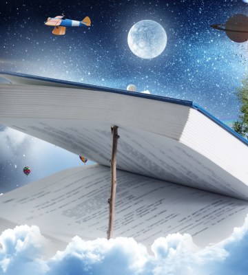 a story book in the sky surrounding by nature and the universe