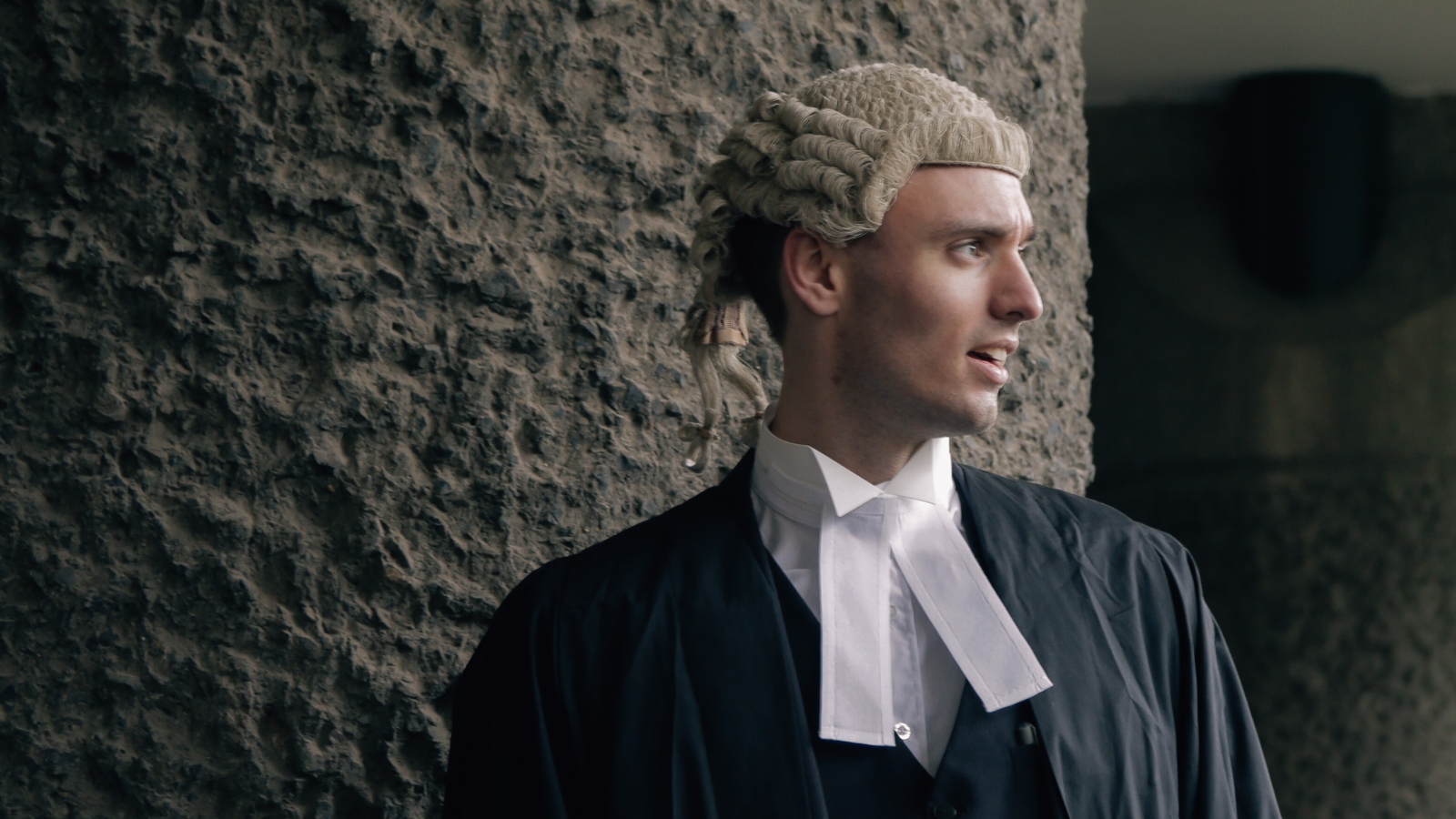 a barrister wearing a vegan wig made of hemp